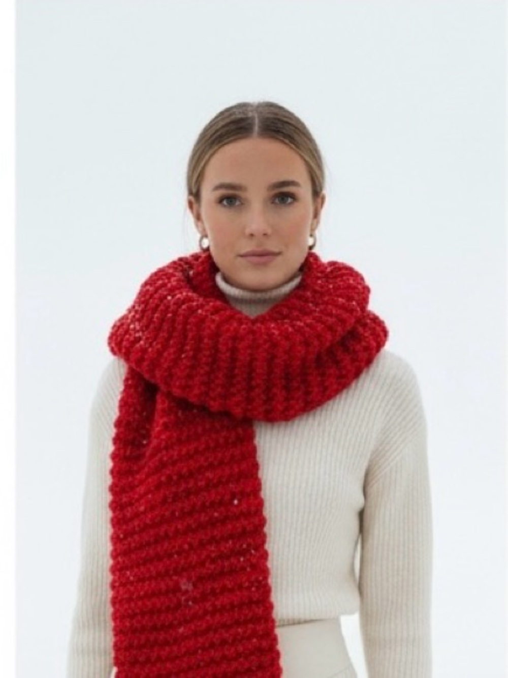 Aldo Chunky Knit Red Scarf